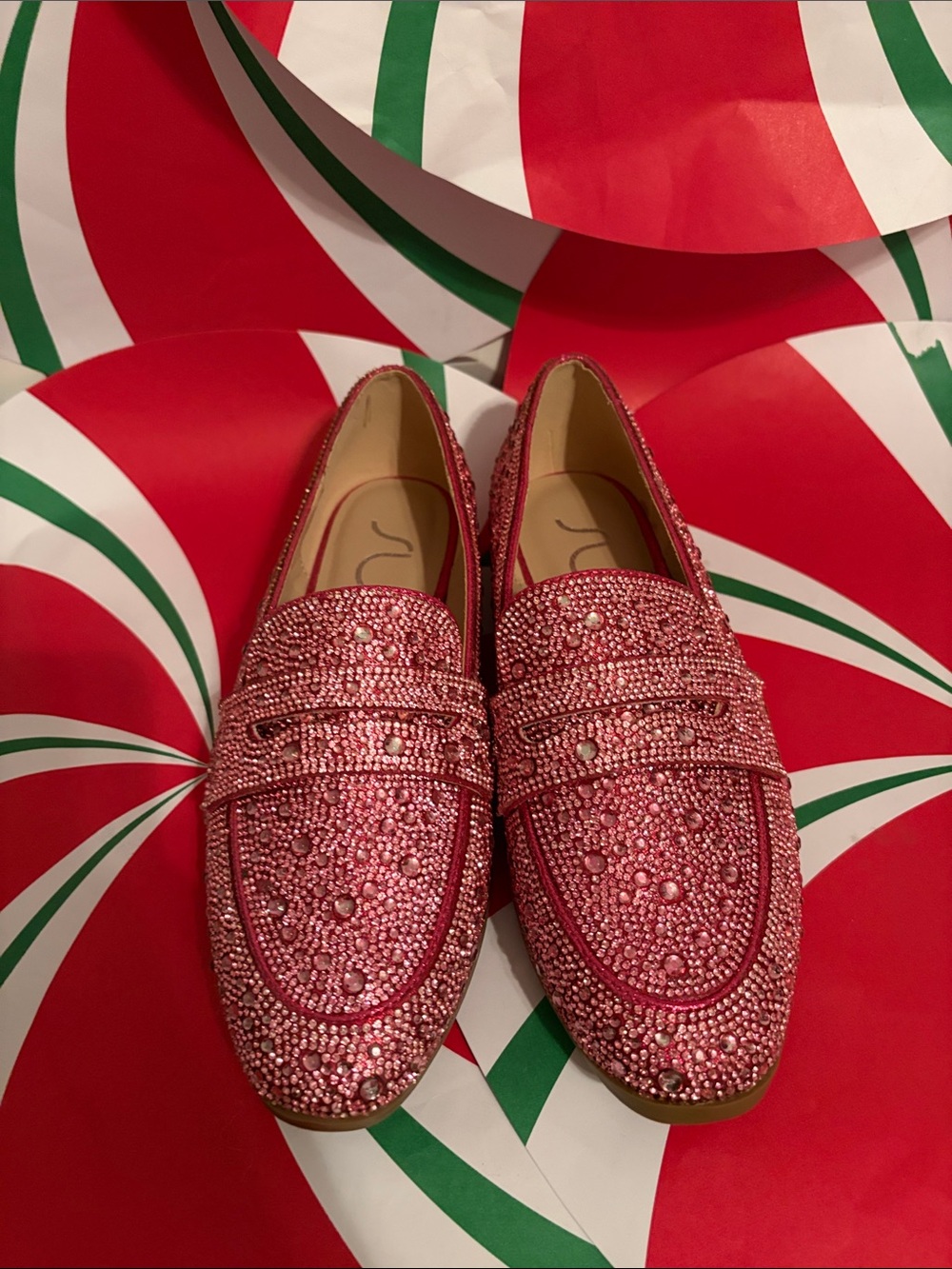 Sugar Pink Crystal Embellished Loafers